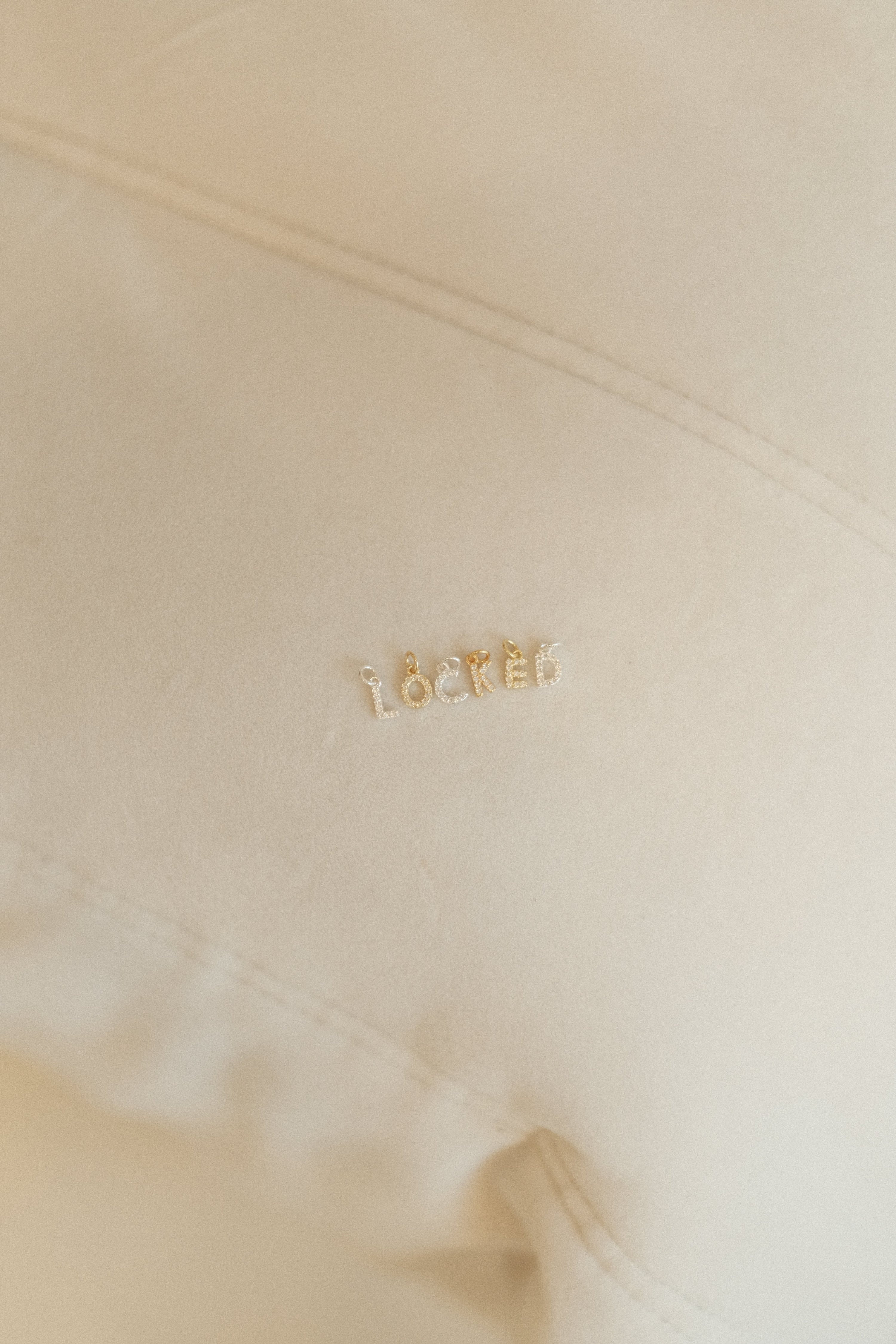 welded bracelet charm, minimal jewelry, intial charm with diamonds, letters