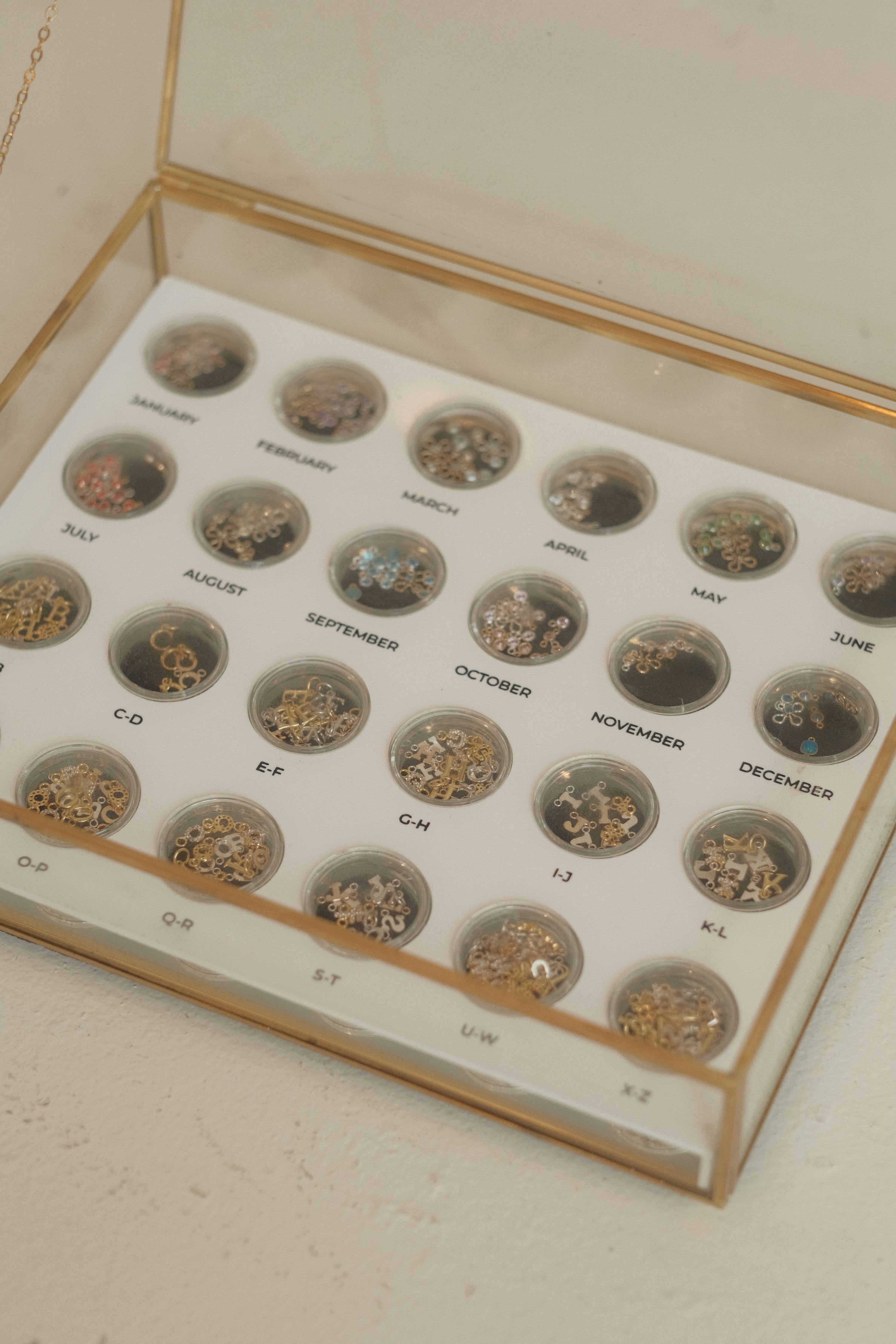 welded bracelet charm, minimal jewelry, birthstone, letters